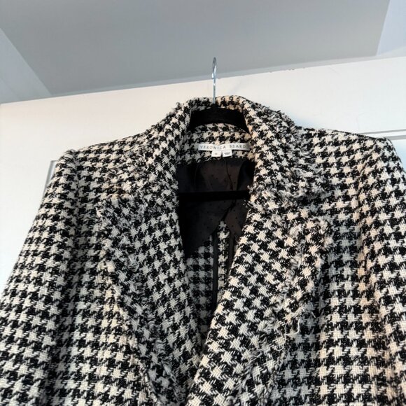 Veronica Beard Miller Houndstooth Blazer Dickey Jacket Fringe Trim Tweed Sz 10 - Picture 8 of 10